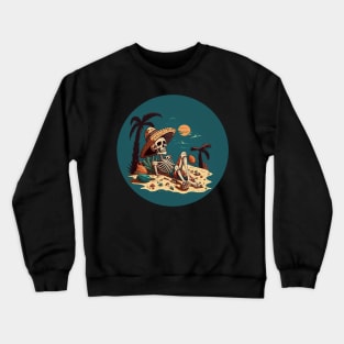 Skeleton chilling at the beach Crewneck Sweatshirt